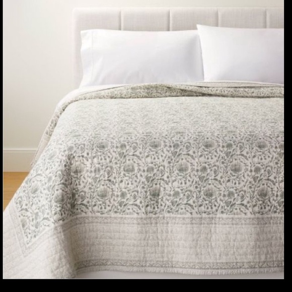Studio McGee Other - Studio McGee Decorative Cotton Slub Print Quilt Light Teal Green-Full/Queen